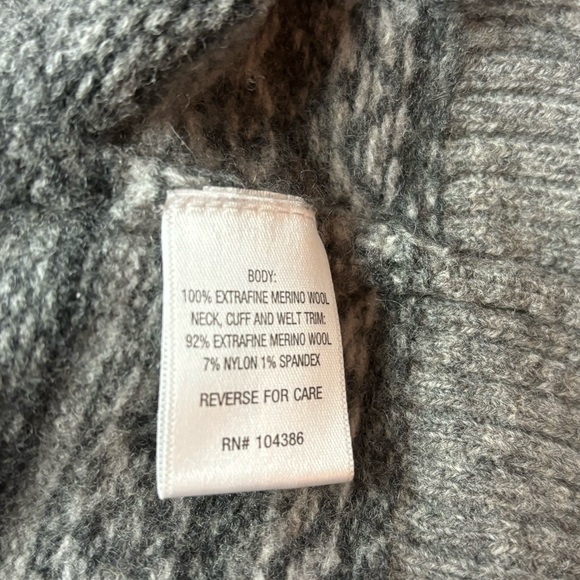 Garnet Hill Mens Sweater Pullover ExtraFine Merino Wool Gray Large Fair Isle - Picture 7 of 8